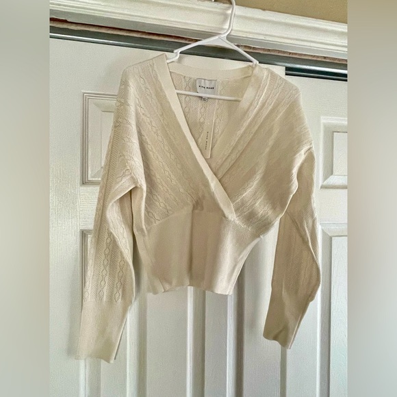Pink Rose Sweaters - NWT Pink Rose Size S white crossover long sleeve sweater